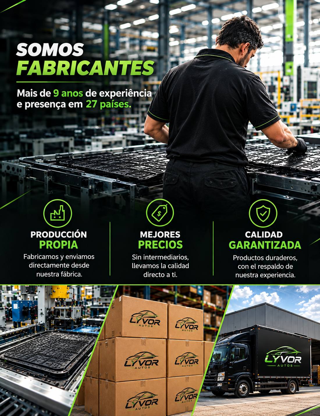 Somos fabricantes — más de 9 años de experiencia y presencia en 27 países